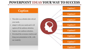 PowerPoint slide with a mind map design, featuring a central icon and eight captions radiating outward.