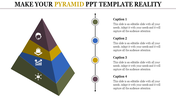 Pyramid diagram with four horizontal layers, displaying icons for teamwork, growth, shopping, and customer support.