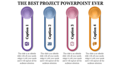 Project infographic with icons vertical capsules in bold colors displaying sequential steps linked to icons.