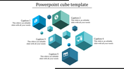 Illustration of blue 3D cubes with icons and five captions arranged in a symmetrical layout on a white background.