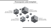 PowerPoint slide with 3D cubes and icons, each representing different strategy sections.
