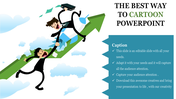 Illustration of two cartoon figures flying on an upward green arrow in the clouds, paired with captions on a blue box.