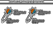 Slide showcasing two light bulb icons with creative designs, each divided into orange, blue sections each with caption areas.