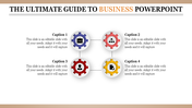Four interconnected colorful gear icons in blue, orange, red, and yellow, with captions, on a white background.