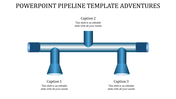 PPT slide showcasing a horizontal pipeline with three branching sections and captions below each.