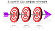 Target PowerPoint slide featuring three targets aligned with an arrow hitting the center.