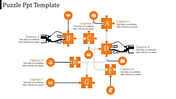 Puzzle diagram with labeled pieces A to G, showcasing icons and captions describing each segment of the process.