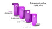 Infographic PowerPoint slide with four purple steps featuring icons of computer systems, networking, microchips, and servers.