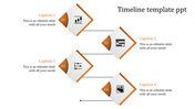 Business timeline template with four staggered diamonds containing step numbers, icons, and caption areas.