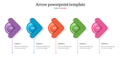 Colorful arrow PowerPoint template with five numbered arrows in purple, blue, orange, green, and pink, each with captions.