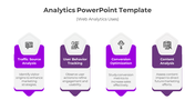 Digital marketing insights infographic showing four structured elements in purple and white, highlighting key web analytics.