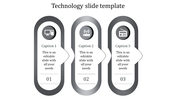Three column layout with elongated gray ovals, featuring central icons, captions, and numbered details at the bottom.