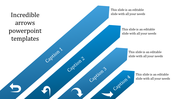 Gradient blue arrows labeled Caption 1 to 4 with placeholder text areas placed in white background.