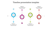 A timeline PowerPoint slide with the years 2016 to 2019, each accompanied by a colorful icon and captions.