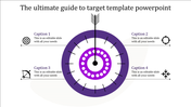 Green target graphic slide with concentric circles and an arrow at the bullseye, surrounded by four icons.