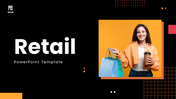 The retail presentation showing shopper, store visuals, analytics charts, and omnichannel strategy slides.