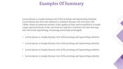 Example of a summary slide with bullet points and placeholder text describing the history of typesetting and printing.