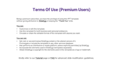 SlideEgg premium users terms of use, including customization rights and the ability to share templates on a white backdrop.