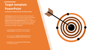 Target themed slide with an orange layout, a bullseye graphic on the right, and a black arrow hitting the center.