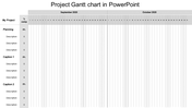 Extended Gantt chart template covering July to December 2020 with placeholders for tasks and progress.