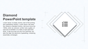 Slide with a checklist icon inside a diamond shape, surrounded by layered outlines, and left aligned text.