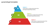 Pyramid infographic with blue, green, and red levels, each containing numbered sections, icons, and labeled captions.
