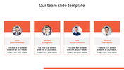 Our team PPT slide featuring John, Michael, Paul, and Richard with photos and roles on an orange theme with placeholder text.