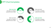 Chart template with four charts, each showing a percentage 45%, 65%, 30%, and 50% along with placeholders text areas.