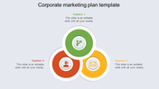 Corporate marketing plan PPT template with colorful overlapping circles with captions and placeholder text.