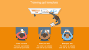 Training PPT slide with an illustration of a person presenting charts on a whiteboard and three seated participants.