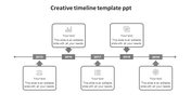 Timeline with gray rectangular icons for years, connected by arrows, with corresponding text boxes.