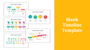 Colorful collection of five blank timeline templates with business, process, target, growth, and success stages with icons.