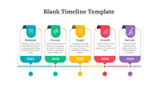 Colorful five step timeline slide showing Business, Process, Target, Growth, and Success, each labeled 20XX with icons.