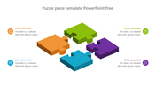 Slide featuring colorful 3D puzzle pieces with placeholder text and icons.