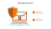 PowerPoint slide showing a laptop with a shield and lock symbol, representing technology and security.