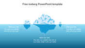 Iceberg diagram showing a large iceberg submerged in water, with three text placeholders highlighting different sections.