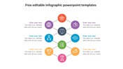 Slide with ten circular icons in vibrant colors, connected in a zigzag arrangement on a white background.