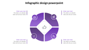 Purple segmented circular infographic with a central thumbs-up icon and four surrounding business related icons.