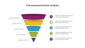 Colorful funnel diagram with five sections in maroon, yellow, blue, green, and purple, with icons and captions on the right.