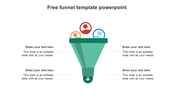 Funnel diagram in green with three colorful people icons at the top, and four text placeholders on both sides.