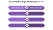 Four purple arrows in a row, each with a numbered diamond shape and space for text, representing cause and effect.
