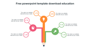 Educational PowerPoint template featuring a colorful creative pencil infographic with percentage indicators and text areas.
