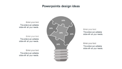 Infographic with a segmented light bulb made of five puzzle pieces, paired with caption areas evenly spaced on each side.