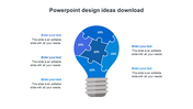 A lightbulb filled with five puzzle pieces in blue, each section labeled with percentage and placed alongside text sections.