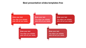 Infographic slide with five rounded red boxes for editable text, each designed like a horizontal scroll with end caps.
