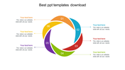 Colorful circular best infographic PowerPoint template with six segments, each labeled with numbers and text placeholders.