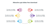 Circular infographic with six colorful icons representing stages or steps in a process surrounded with caption areas.