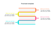 Book PowerPoint template with colorful book illustrations and text areas for each section.