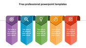 Professional template with banners in purple, blue, green, orange, and red with icons and text, aligned under a title.