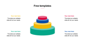 A multi layered, colorful 3D stacked diagram with text placeholders around it on a white backdrop.